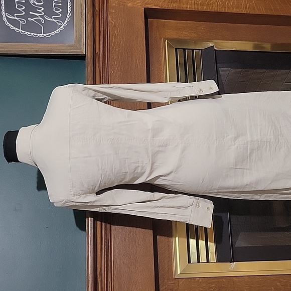 Theory Long Sleeve Linen Blend Button Down Collared Sage Dress Size 2 - Picture 4 of 7